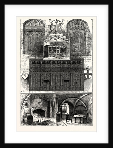 1. Door from the Middle Temple. 2. Wig-Shop in the Middle Temple. 3. Door from the Inner Temple. 4. Screen of the Middle Temple Hall 5. Fireplace in the Inner Temple. 6. Buttery of the Inner Temple. by Anonymous