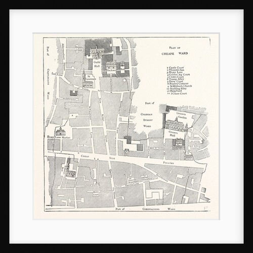 Old Map of the Ward of Cheap About 1750 London by Anonymous