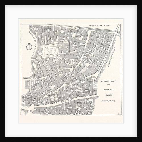 Broad Street and Cornhill Wards from a Map of 1750 London by Anonymous