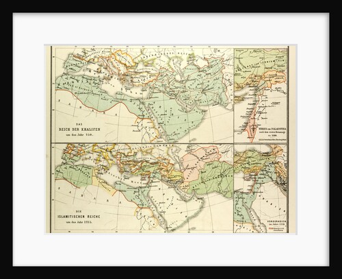 Map of the Umayyad Caliphate Empire in 750 and the Islamic Empire in 1215 by Anonymous