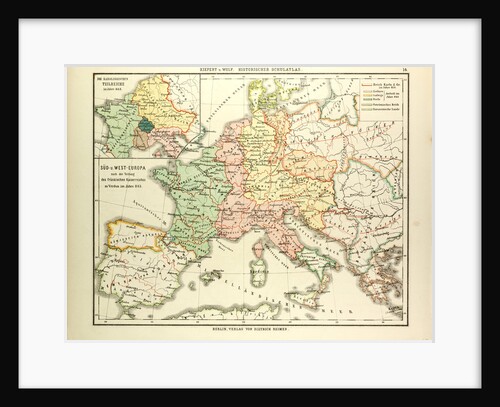 Map of South and West Europe after 843 A.D. by Anonymous
