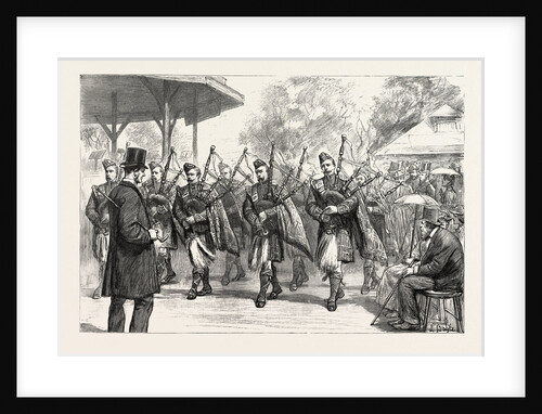 The Military Exhibition: The Pipers of the Argyle and Sutherland Highlanders Parading the Grounds by Anonymous