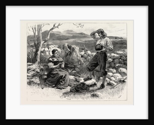 Urith: A Tale of Dartmoor, by S. Baring Gould; Urith Brought Out Her Knitting and Sat on a Stone by Him, As He Worked. by Anonymous