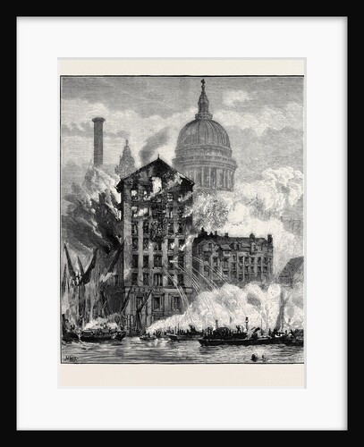 The Thames Street Fire: A Sketch from the Railway Bridge, London by Anonymous
