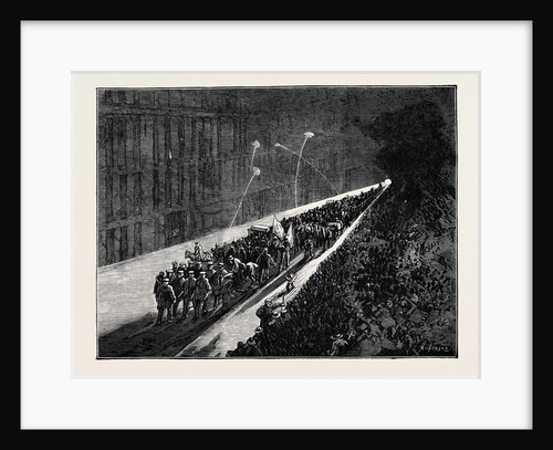 Sketches in New York During the Presidential Election: Evening Procession of Political Clubs Viewed from a Window by Anonymous