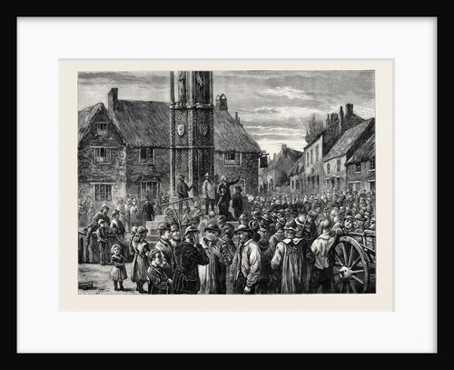 Sketches in the Agricultural Districts: Labourers Meeting at the Eleanor Cross, Geddington, Northamptonshire by Anonymous