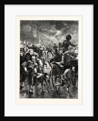 The Fire Season at Hong Kong: Officers of the Brigade Coming Up in Rickshaws by Anonymous