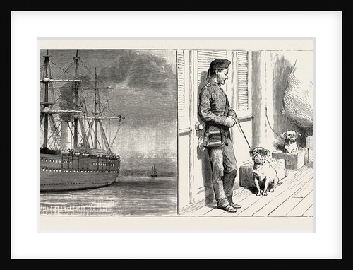 The Indian Relief Trooping Season, Passing Through the Suez Canal: Tied Up at a Gare or Station; in the Waist, the Dogs' Quarter by Anonymous