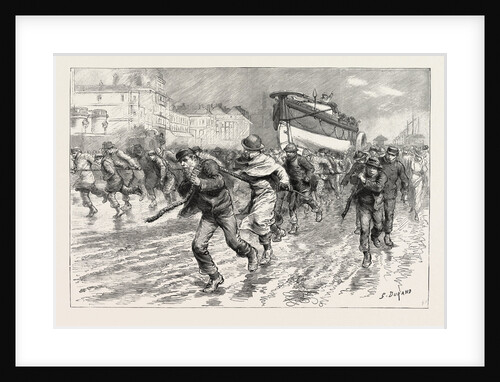 The Gales on the South Coast, Dragging the Lifeboat from Brighton to Portslade by Anonymous