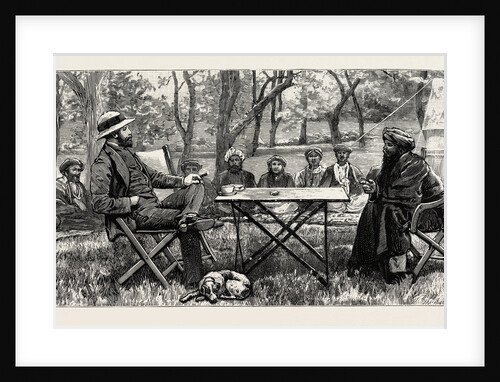 The Fighting Near Gilgit on the North-Western Frontier of India: Colonel Durand and the Rajah Akbar Khan, Holding a Consultation in the Orchard at Gakuch, May 7, 1891 by Anonymous