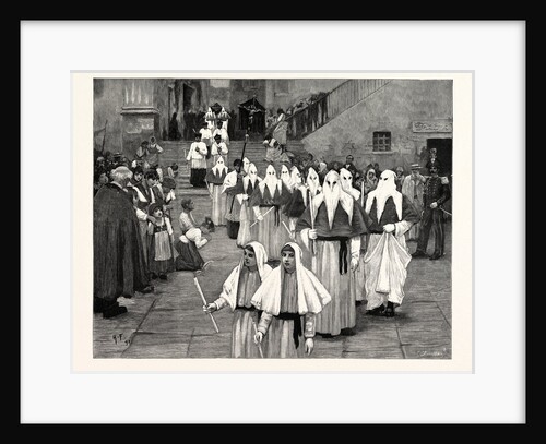 A Funeral in the Island of Capri, Southern Italy: Most of the People Belong to the Society of the Misericordia or I Fratelli, by Whom Funerals Are Invariably Conducted by Anonymous