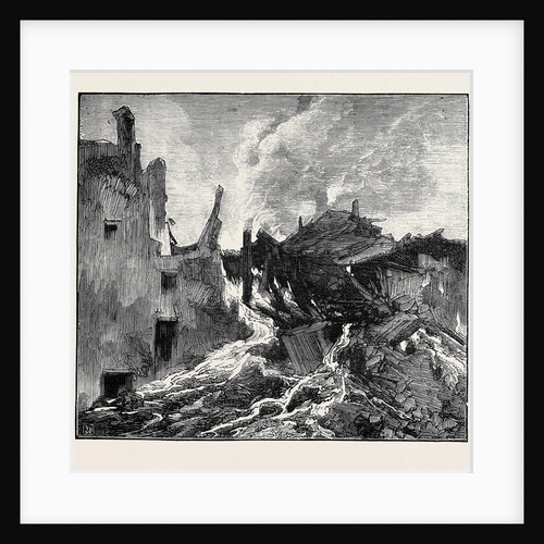 The Eruption of Mount Vesuvius: House at St. Sebastiano Overwhelmed and Burnt by Lava by Anonymous