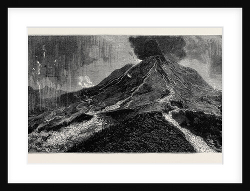 The Eruption of Mount Vesuvius: Sketch from the Top of the Observatory, Showing Crater and the Two Courses Taken by the Lava by Anonymous