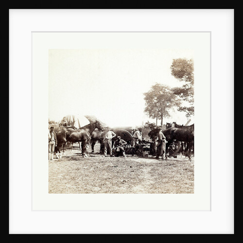 American Civil War: Army Blacksmith and Forge, Antietam, Sept., 1862, Union Army Blacksmith at Work Surrounded by Horses and Other Men at General Mcclellan's Headquarters in Antietam by Anonymous
