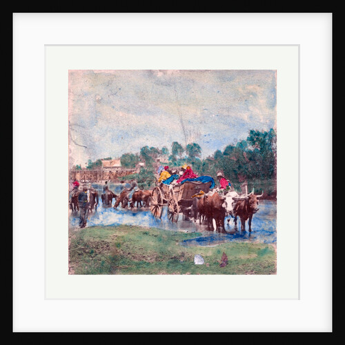 American Civil War: Fugitive Negroes Fording Rappahannock, a Group of Union Soldiers Crossing the Rappahannock River on Horses Alongside a Wagon Carrying Slaves by Anonymous