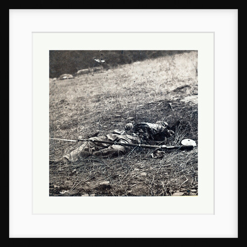 American Civil War: War Effect of a Shell on a Confederate Soldier at Battle of Gettysburg, Emains of a Dead Soldier on the Battlefield by Anonymous