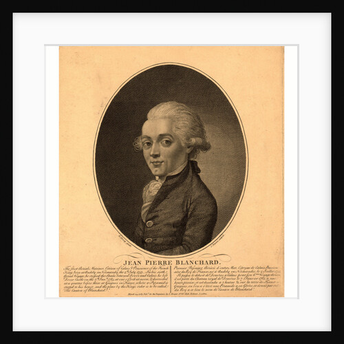 Half-Length Portrait of French Balloonist Jean-Pierre Blanchard. 1785 by Anonymous