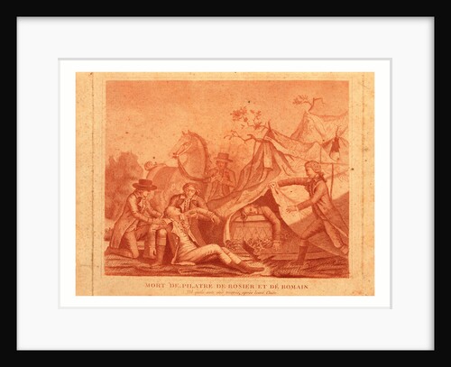 Print Shows the Death of Balloonists Jean-François Pilatre De Rozier and Jules Romain When Their Royal Balloon Crashed Near Boulogne, France, June 15, 1785, in What is Considered the First Aerial Disaster. by Anonymous