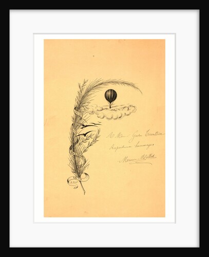 Stationery Illustrated with a Stalk of Wheat Wrapped in a Banner Marked Quo Non Ascendamus 1879 and a Balloon Flying above Clouds and Birds, 1879 by Anonymous