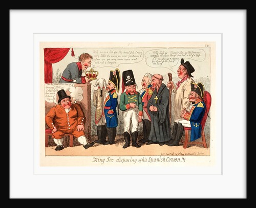 King Joe Disposing of His Spanish Crown, England, 1808, Shows King Joseph I Attempting to Auction Off His Crown. by Anonymous