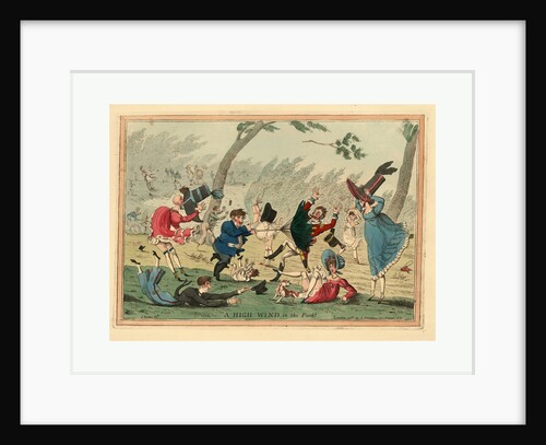 A High Wind in the Park! Engraving 1819 by Anonymous