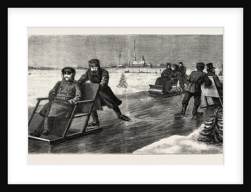 Winter in Russia, Crossing the Neva on Skating Sledges by Anonymous