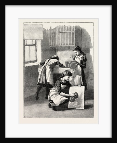 Scullery Work, Washing Up, School, London by Anonymous