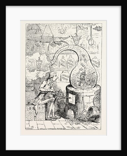 Parliamentary Elections and Electioneering in the Old Days: J. Gillray: The Dissolution, or the Alchymist Producing an Ethereal Representation. Pitt Dissolving the House of Commons, 1796 by Anonymous