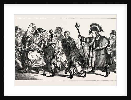 W. Heath: His Honour, the Beadle, Driving the Vagabonds Out of the Parish, 1830 by Anonymous