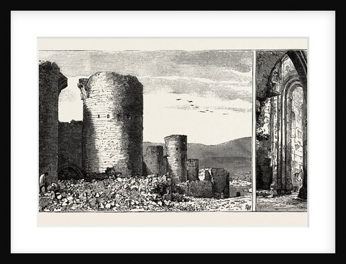 Ruins at Ani, Armenia: The Northern Walls, Showing the Gate of Kars; Interior of the Cathedral Church, Looking Towards the Principal Altar by Anonymous