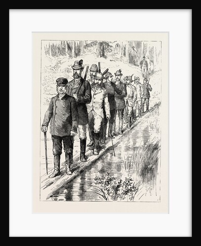 The Prince of Wales in Sweden: Crossing a Morass by a Forest Bridge by Anonymous
