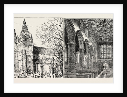 Aberdeen: Old Machar Cathedral, Exterior; Old Machar Cathedral, Interior. by Anonymous
