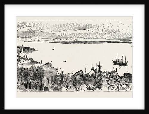 The Prince of Wales in Norway: View of Molde with the Osborne and Sunbeam at Anchor. by Anonymous