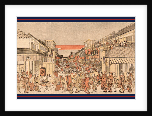 Ukie Sakaicho Fukiyacho Kaomise Yorushibai No Zu, Perspective Picture of a Night Show of the Opening-of-the-Season Performance at Fukiyacho and Sakaicho by Anonymous