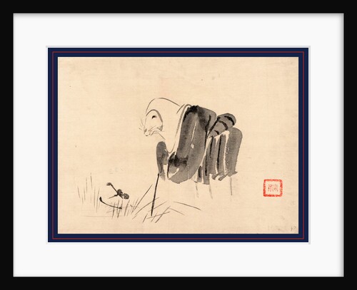 Tsuri Gitsune, Drawing Shows a Fox Disguised As a Nun Standing Before a Trap. by Anonymous