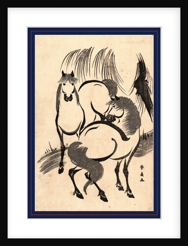 Ryuka No Uma, Horses Under a Willow Tree by Anonymous