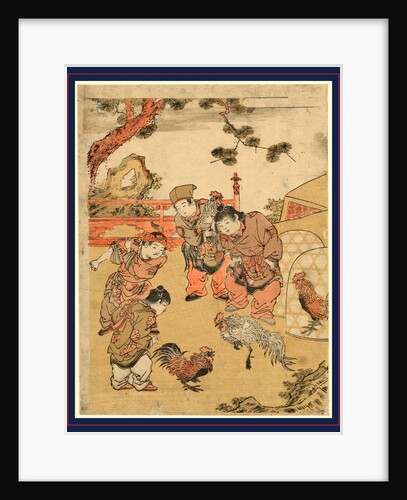 Karako No Tokei, Chinese Children Fighting Cocks by Anonymous