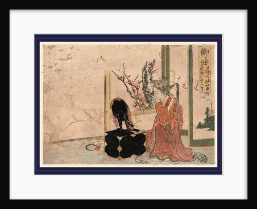 Woman, Possibly a Courtesan, Arranging Her Hair in Front of a Mirror. by Anonymous