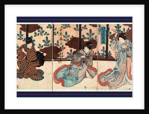 Tsubone Iwafuji Churo Onoe Meshitukai Hatsu, Three Actors in the Roles of Tsubo No Iwafuji Kuniyoshi by Anonymous