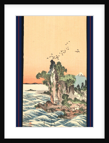 Seacoast Village and Mountain, with View of Mount Fuji in the Background. by Anonymous