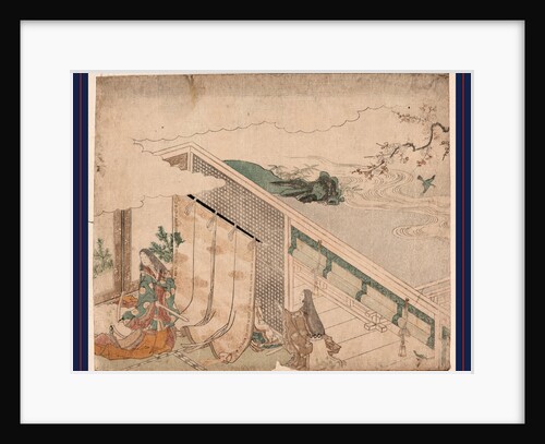 Ume Ni Uguisu O Nagameru Kanjo, Court Lady Watching a Bush Warbler by Anonymous
