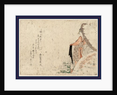 Woman Holding a Large Snow-Covered Umbrella. by Anonymous