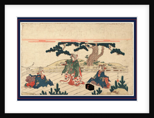 Three Actors in the Roles of Senzai, Okina, and Sanbaso, on Stage Performing in the Noh Play Shikisanba (or Shikisamba) by Anonymous