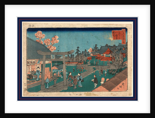 Torii and Many People on the Grounds of the Tomioka Hachiman Shrine. by Anonymous