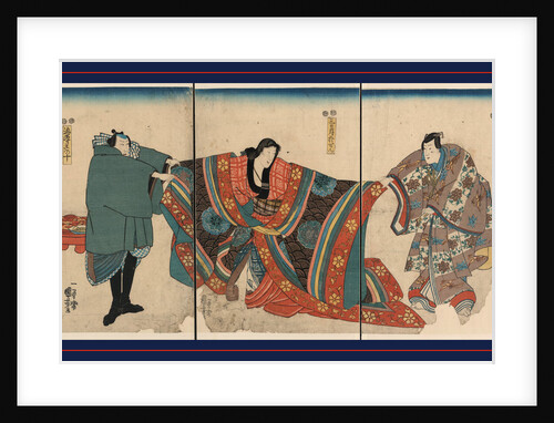 Three Actors in a Line, the One in the Middle is Wearing Oversized Garments, which Are Being Pulled to the Right and Left by the Other Two Actors by Anonymous