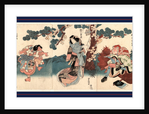 Three Actors Beneath a Tree with Blossoms by Anonymous