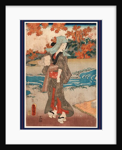 Momiji to onna, A woman beneath maple leaves by Utagawa Toyokuni