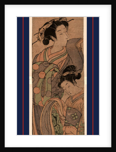 Courtesan and Her Attendant or an Apprentice Listening to the Song of a Lark that is Flying above Them. by Anonymous