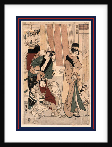 Domestic Scene with a Woman Carrying a Young Child on Her Back by Anonymous