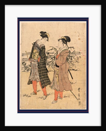 Two Men Walking, One with a Falcon on His Left Arm by Anonymous